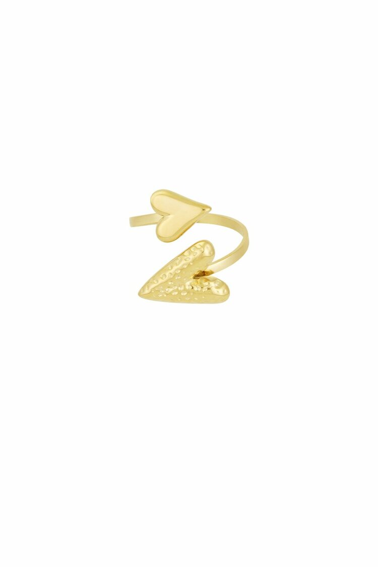 Dual Hearts Ring Gold