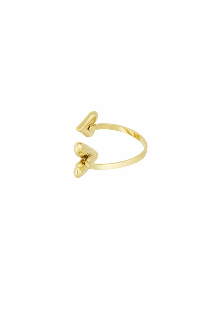 Dual Hearts Ring Gold