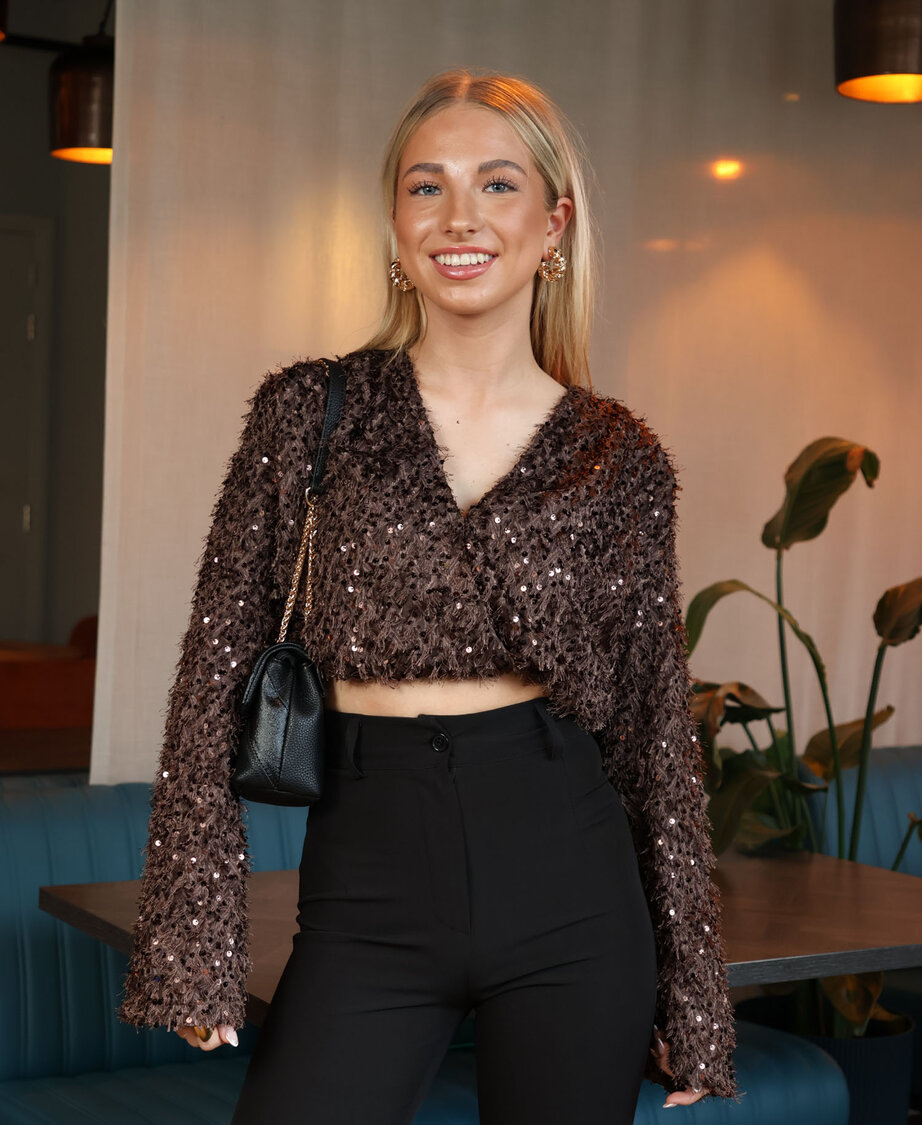 Sparkle Feather Top Choco (PRE ORDER 14-11)