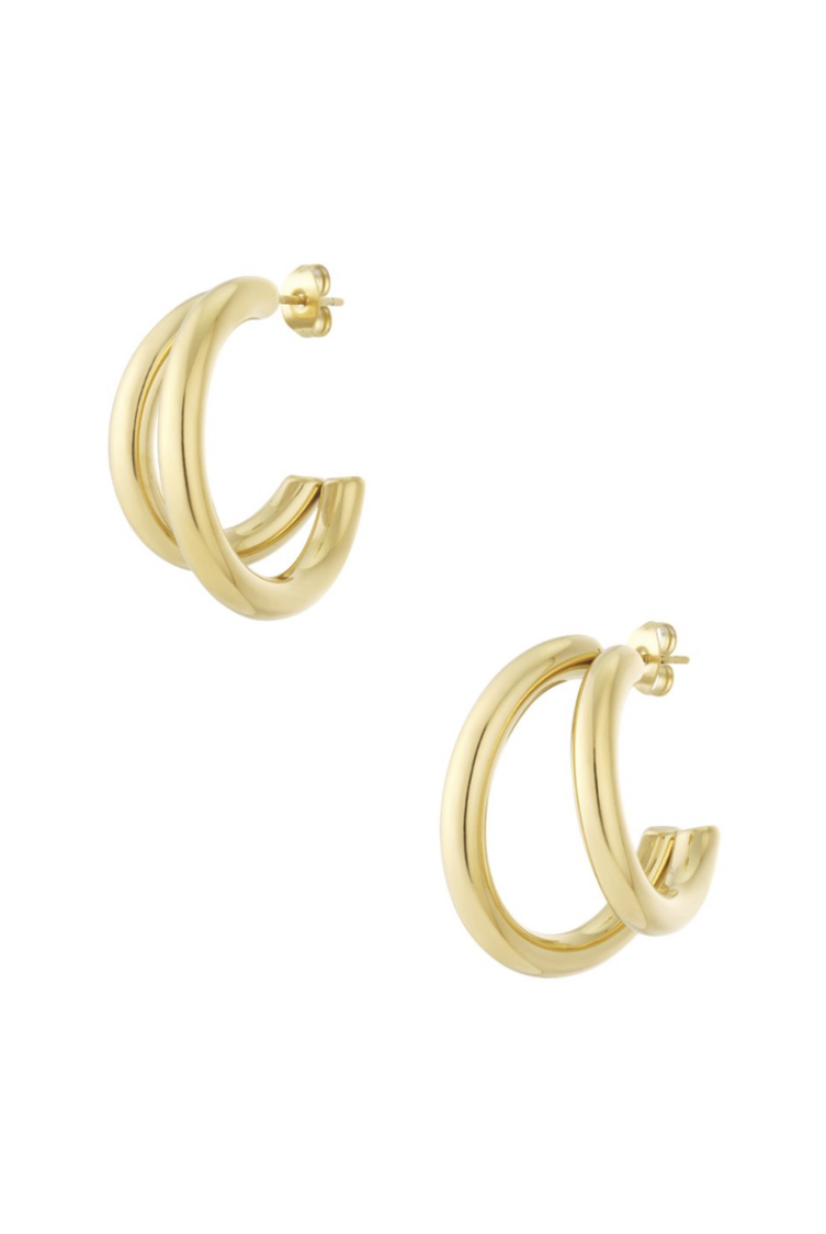 Double Hoop Earrings Gold