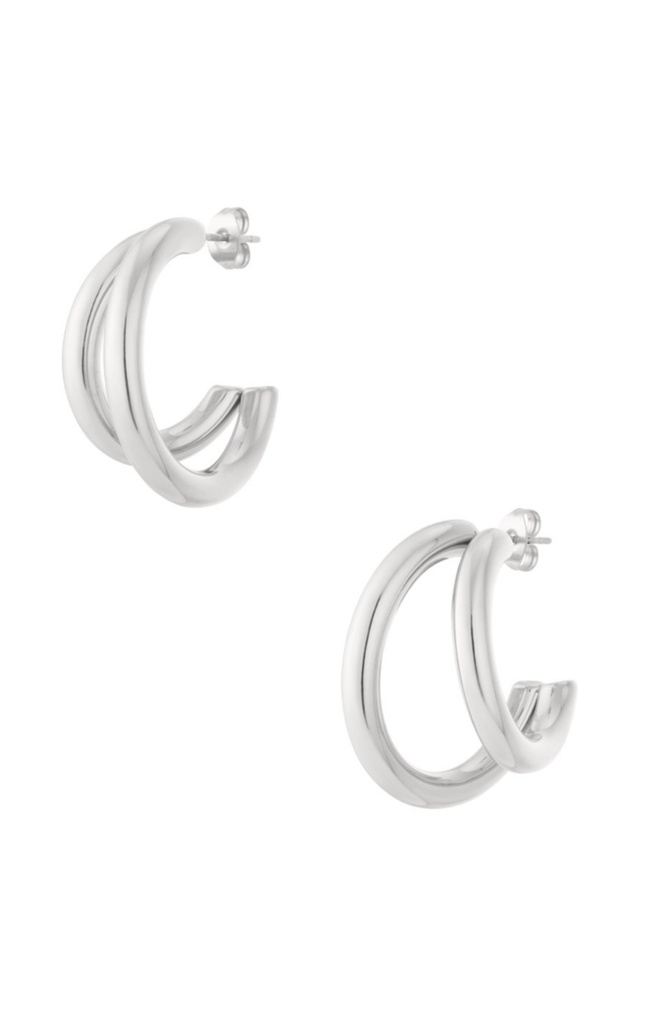Double Hoop Earrings Silver