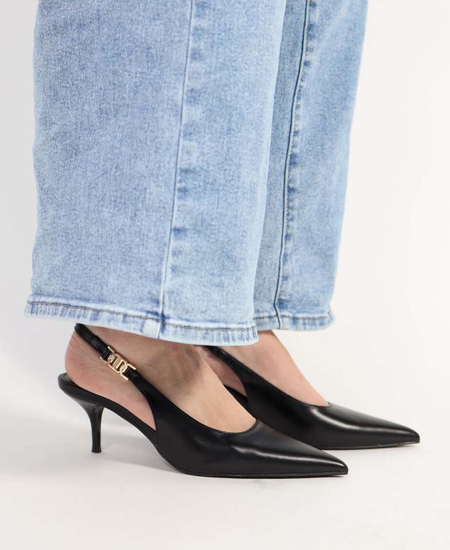 Golden Detail Slingback Black