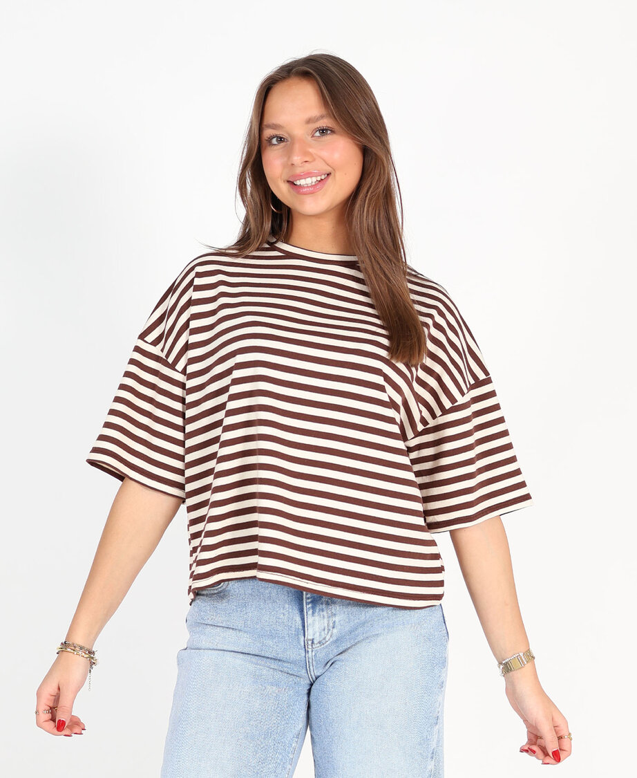 Oversized Tee Cr&egrave;me/Choco