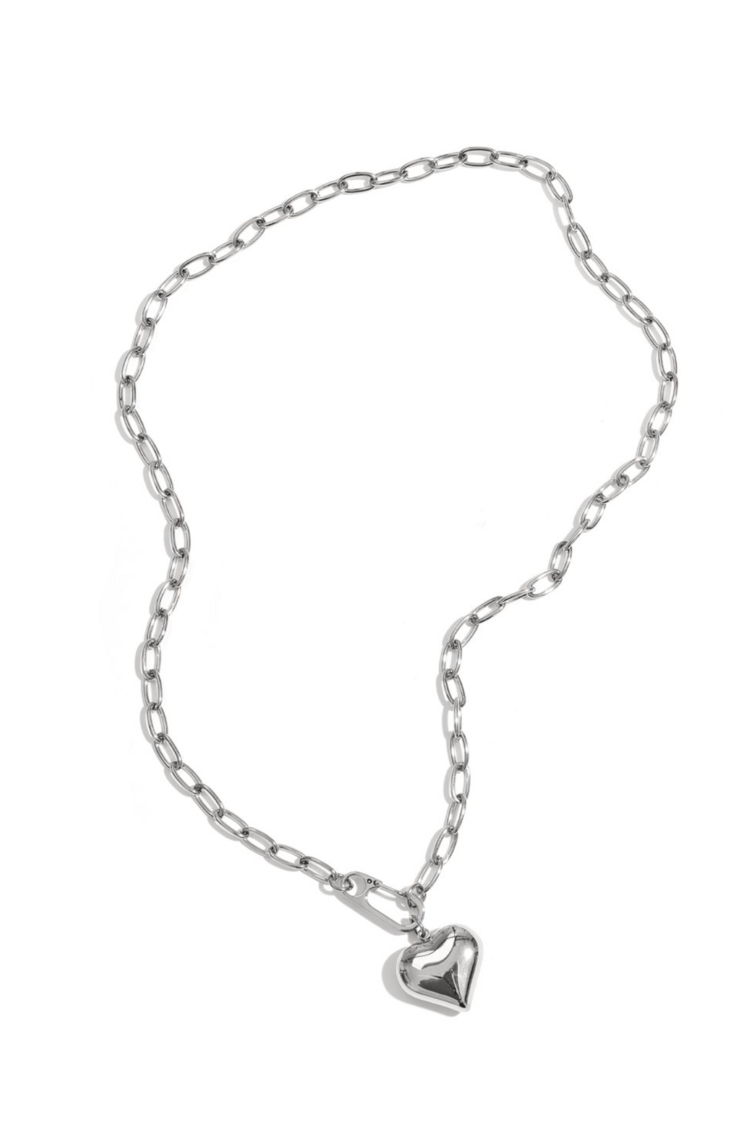 Shackle Heart Necklace Silver