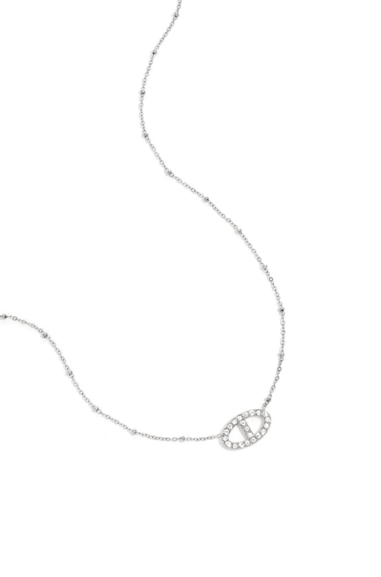 Midnight Oval Necklace Silver