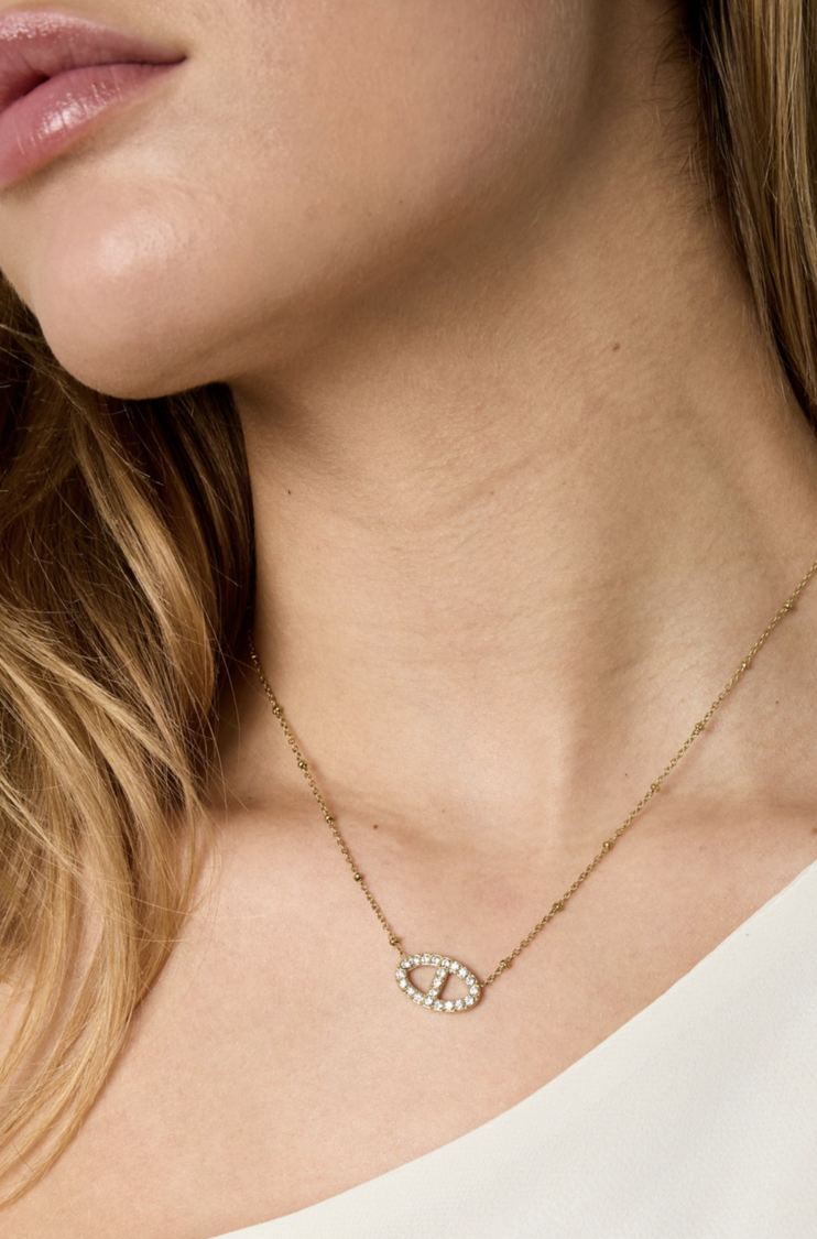 Midnight Oval Necklace Gold