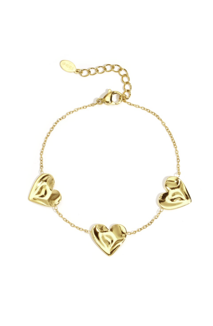 Flat Heart Bracelet Gold