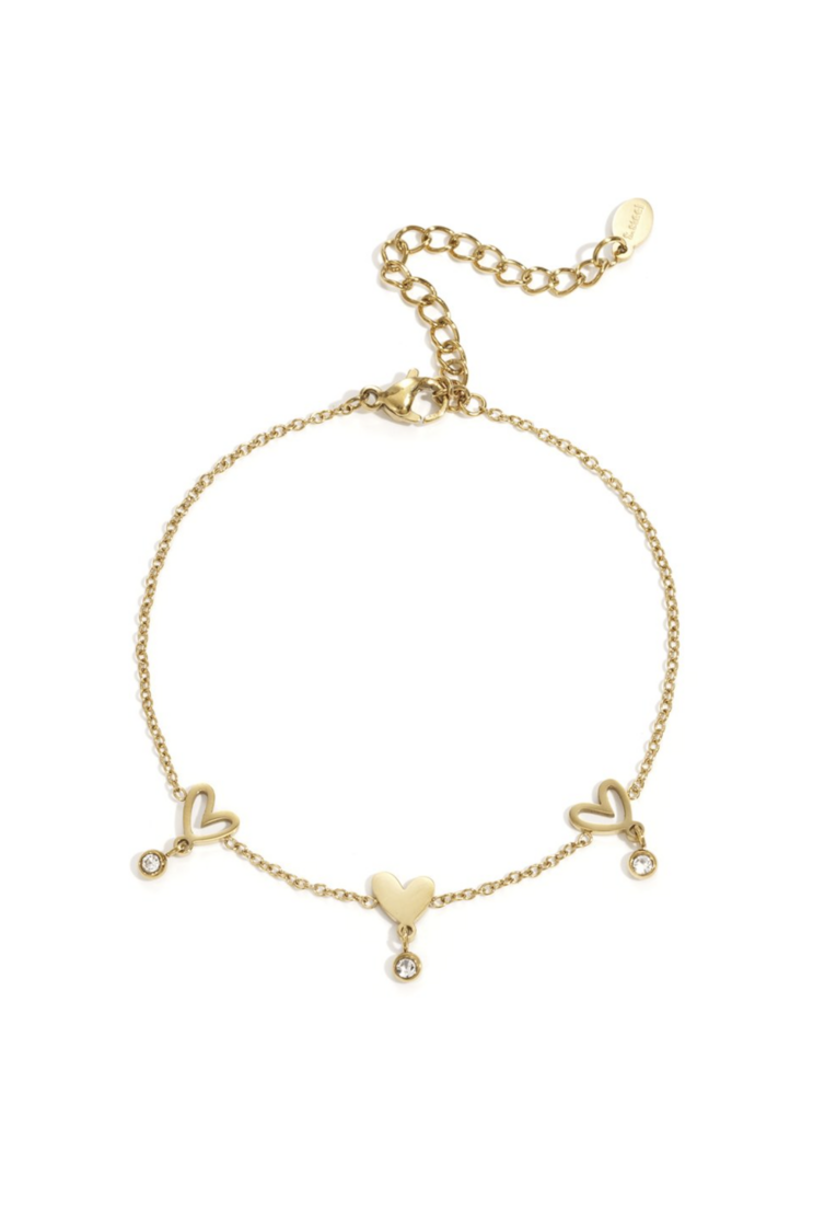 Sparkle Heart Bracelet Gold