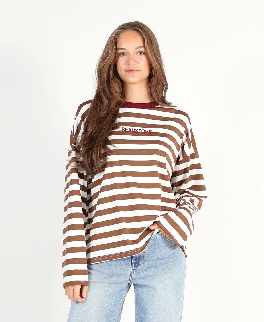 Embroidery Striped Longsleeve Navy Blue