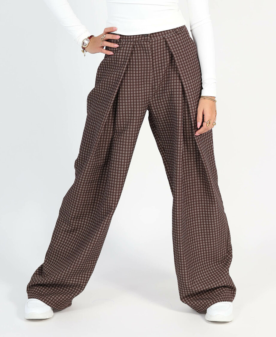 Barrel Pantalon Checkered Choco (TALL)