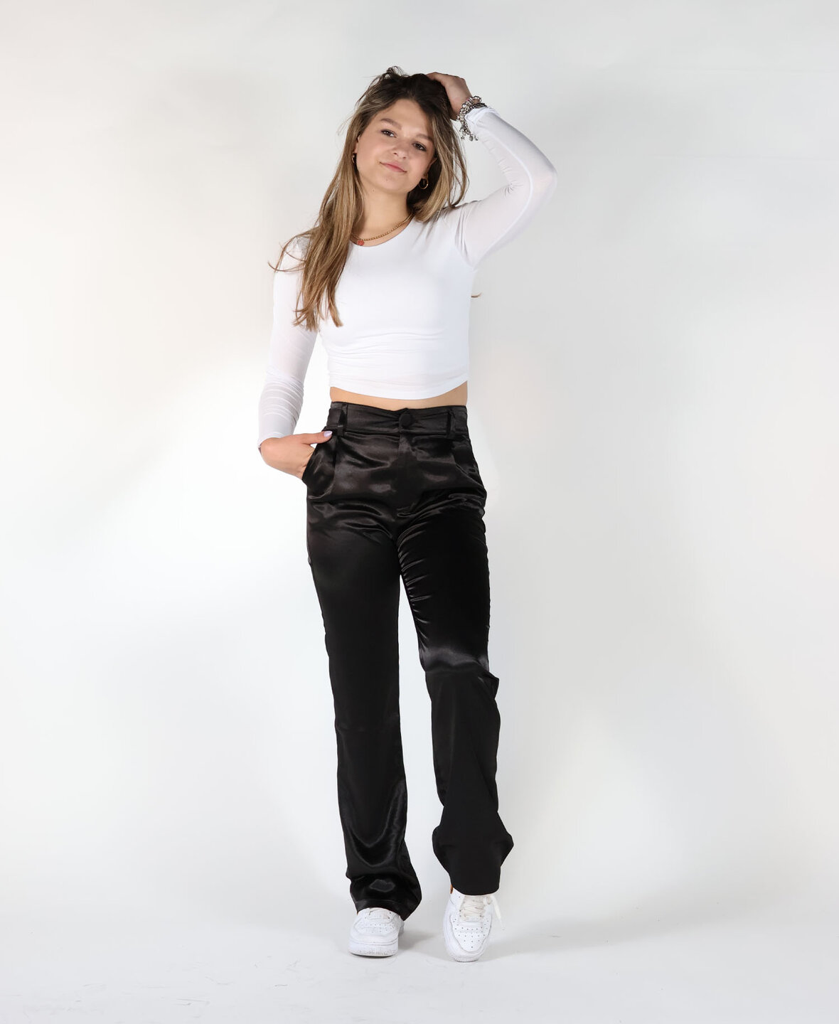 Sanne Satin Pants Black