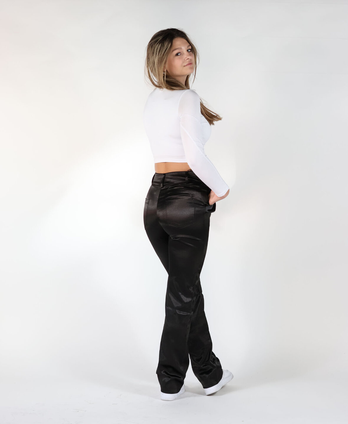 Sanne Satin Pants Black