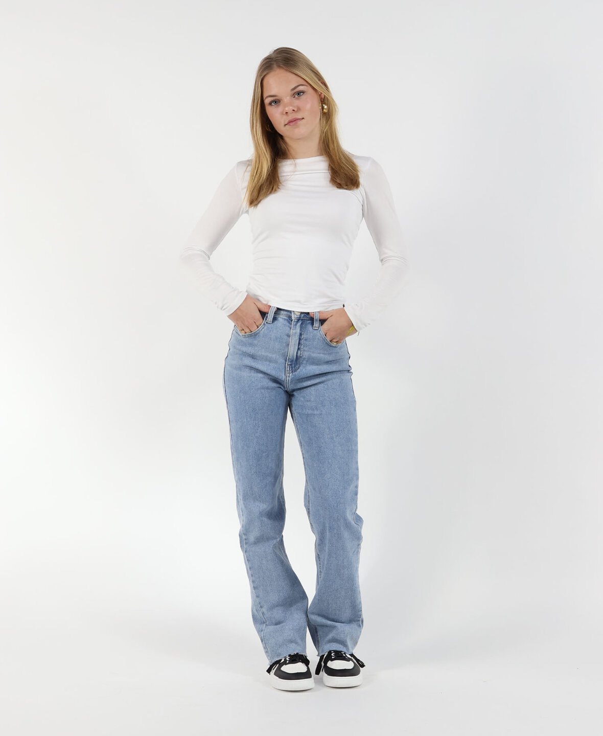 High Waisted Straight Leg Jeans Blue 2022