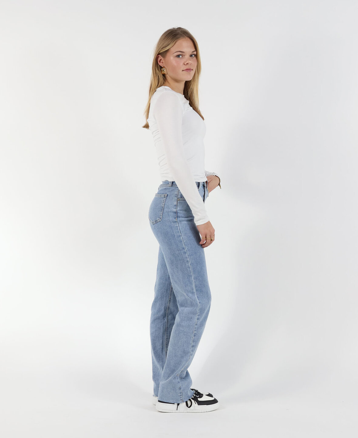 High Waisted Straight Leg Jeans Blue 2022
