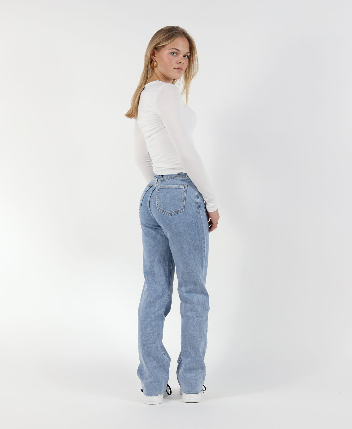 High Waisted Straight Leg Jeans Blue 2022