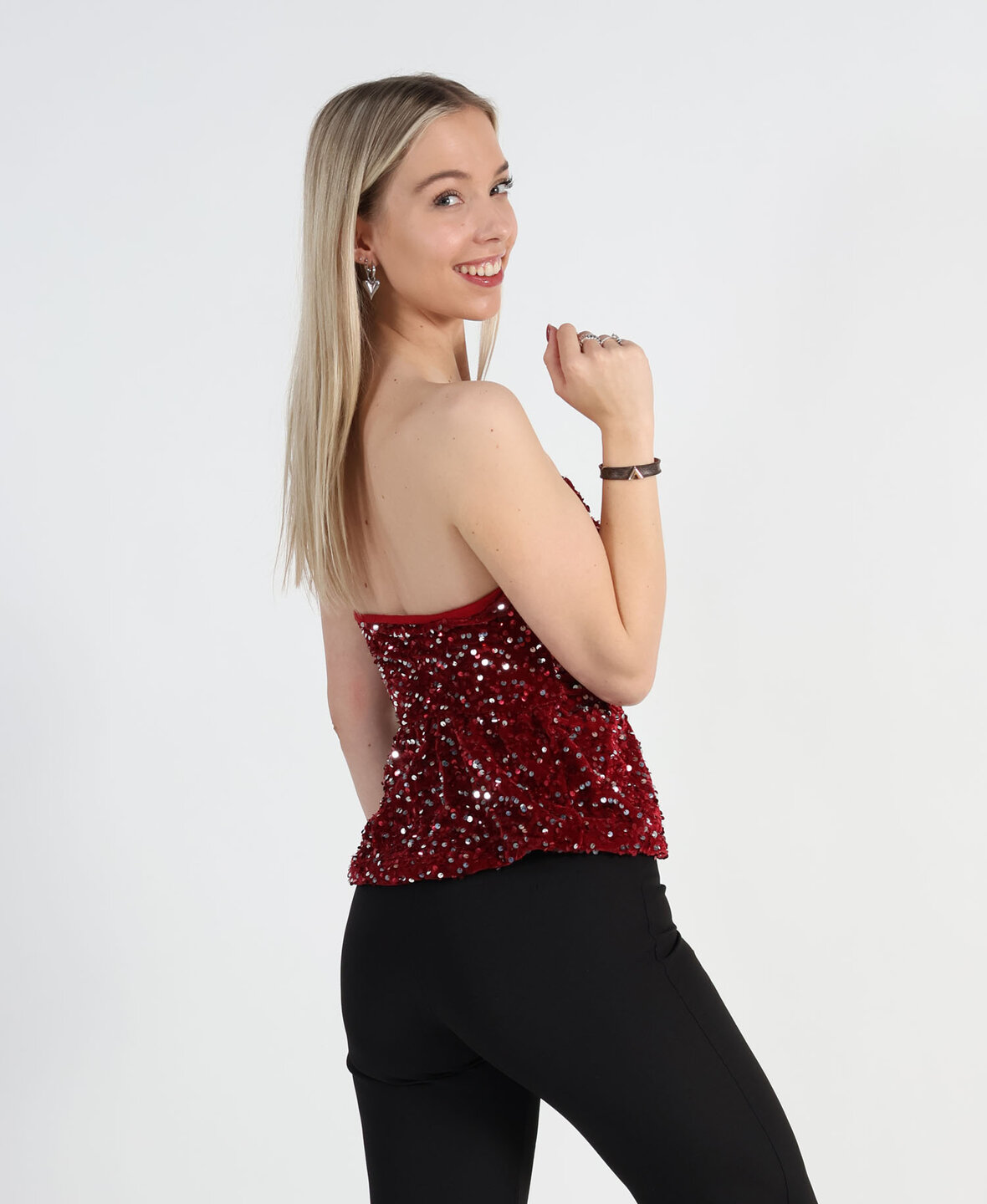 Velvet Bandeau Top Bordeaux