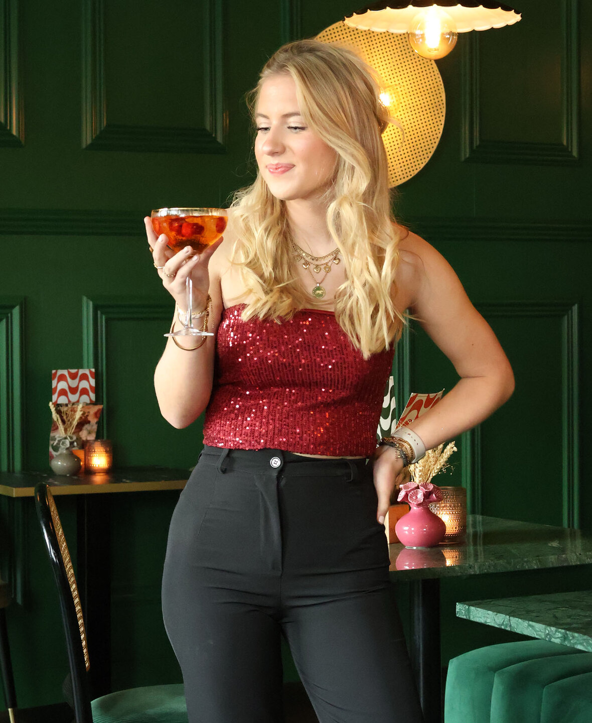 Sequin Tube Top Bordeaux