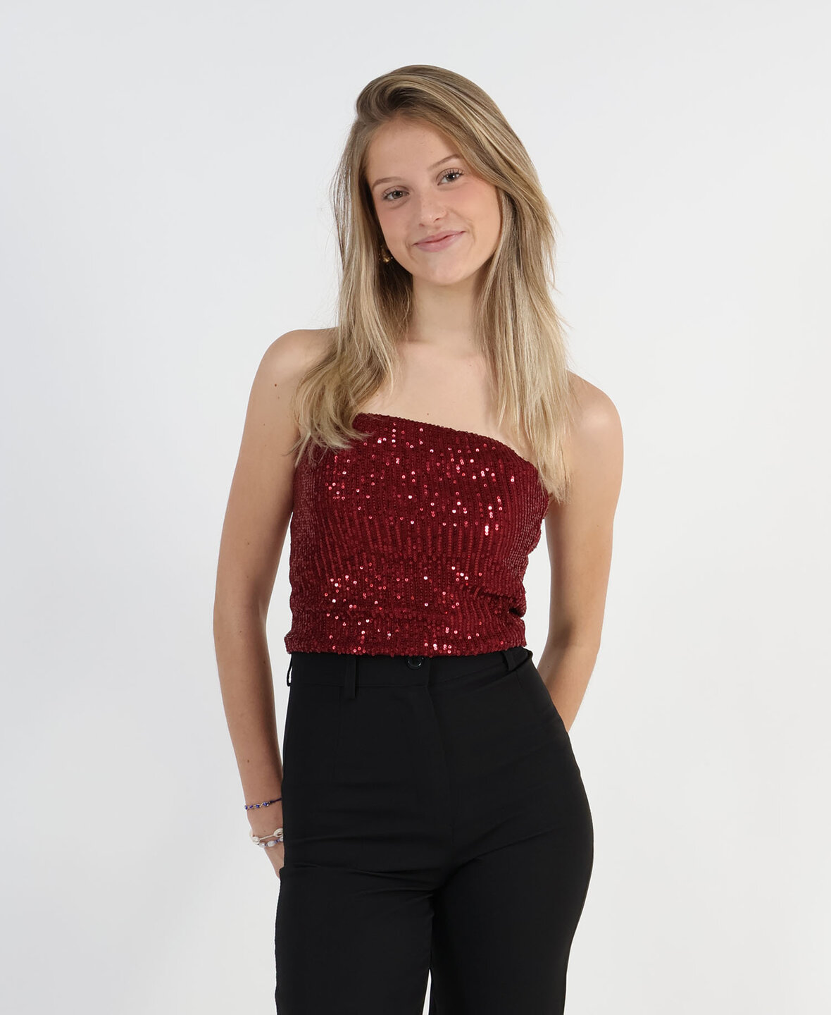 Sequin Tube Top Bordeaux