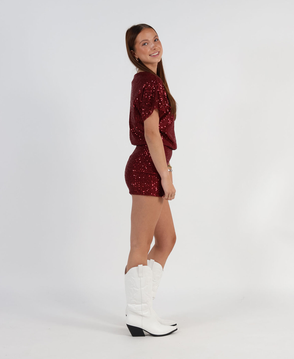 Serena Sequin Dress Bordeaux
