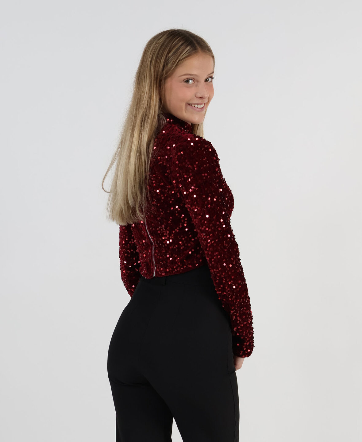 Velvet Sequin Top Long Bordeaux