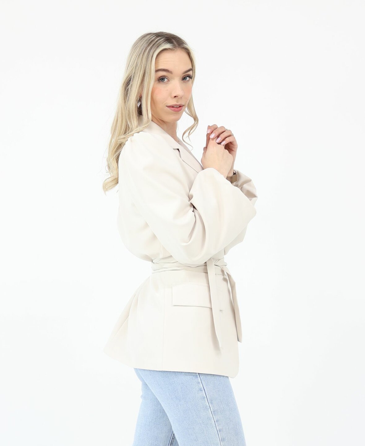 Sanne Wrap Blazer Beige