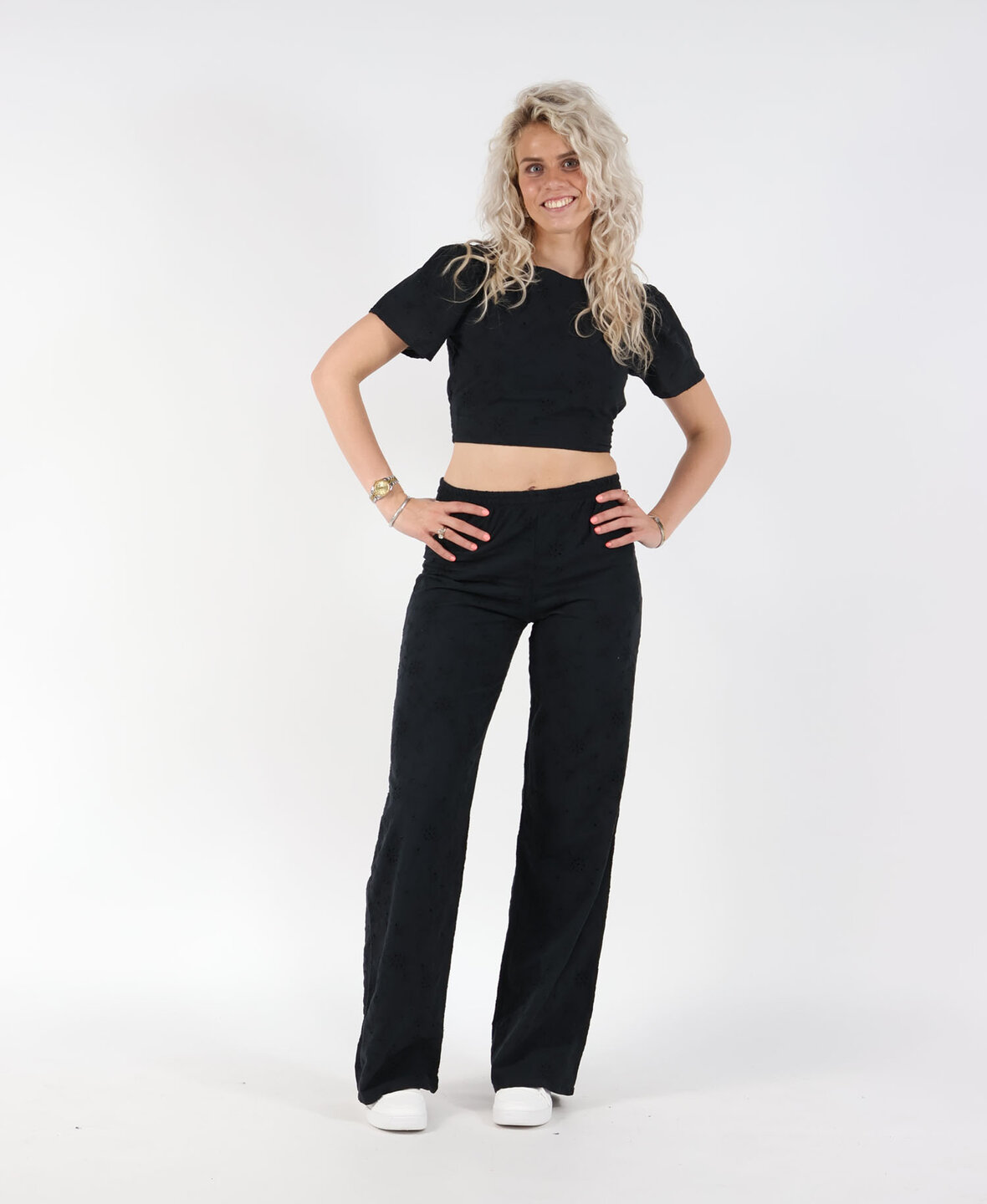 Broderie Print Pants Black (TALL)