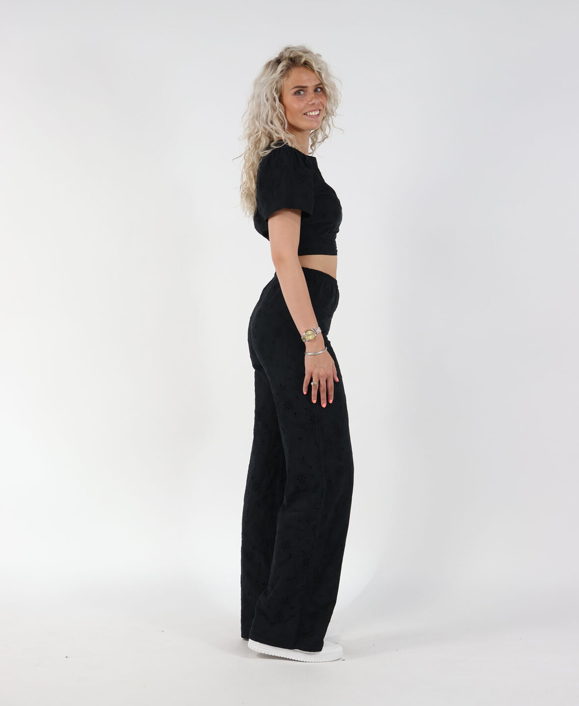 Broderie Print Pants Black (TALL)