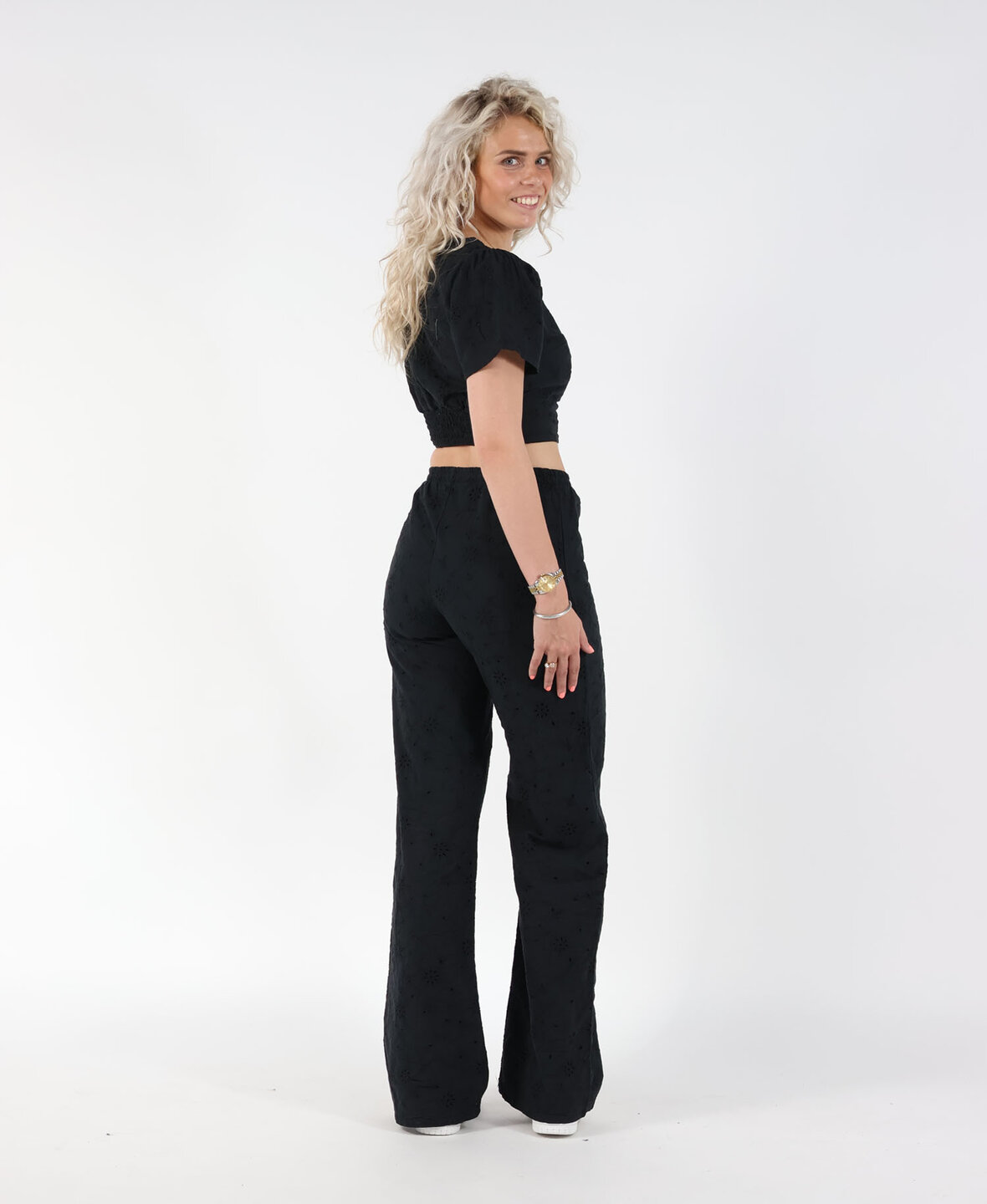 Broderie Print Pants Black (TALL)