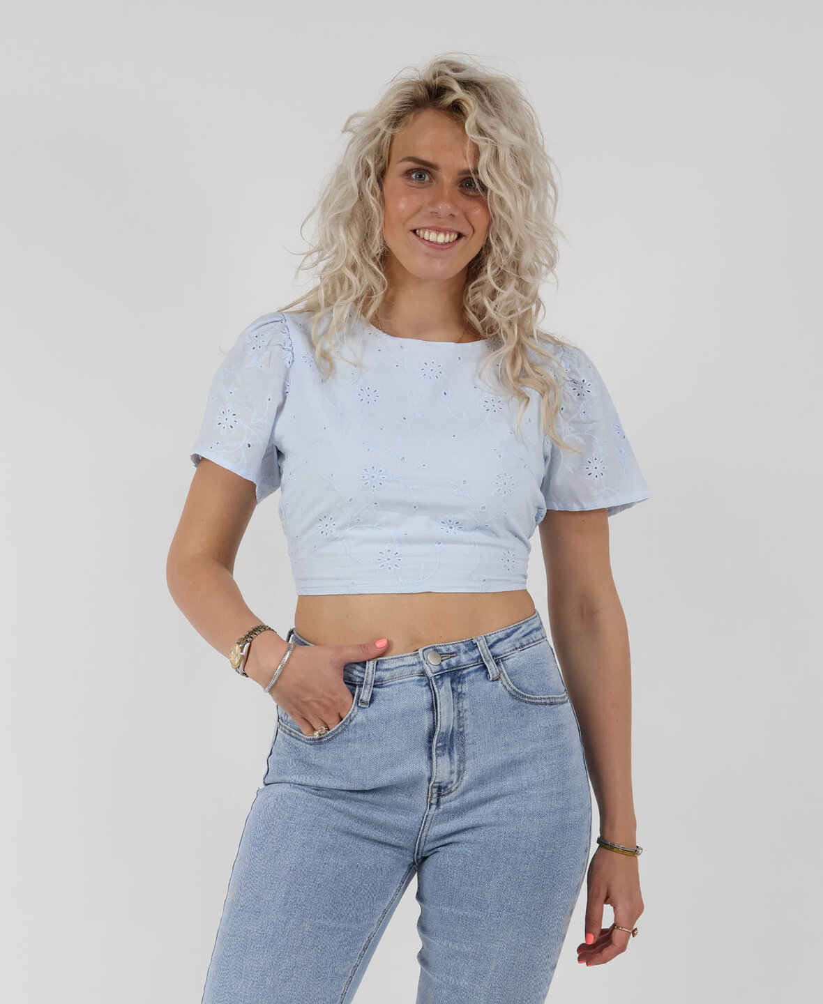 Broderie Print Top Babyblue