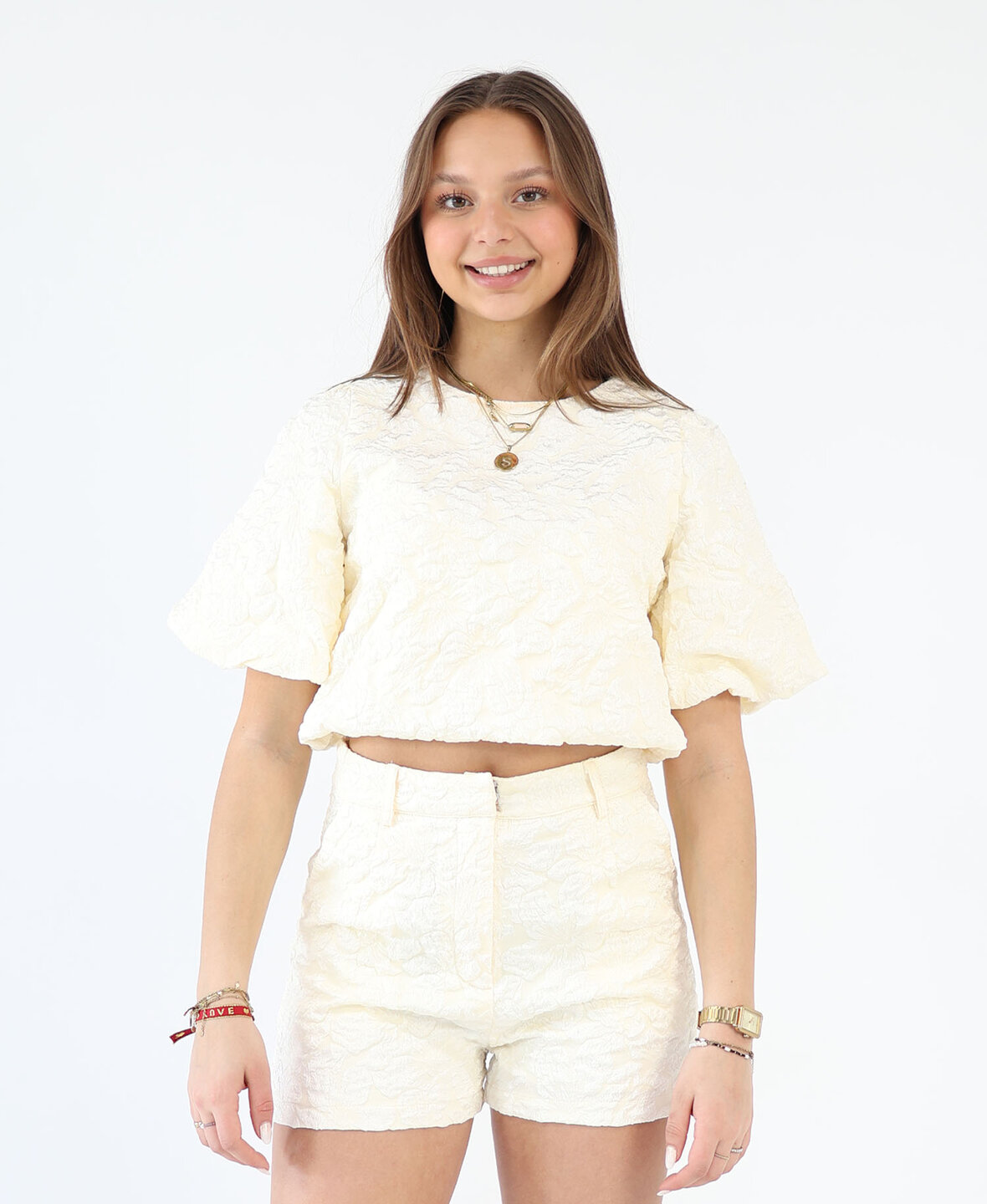 Jacquard Short Cr&egrave;me