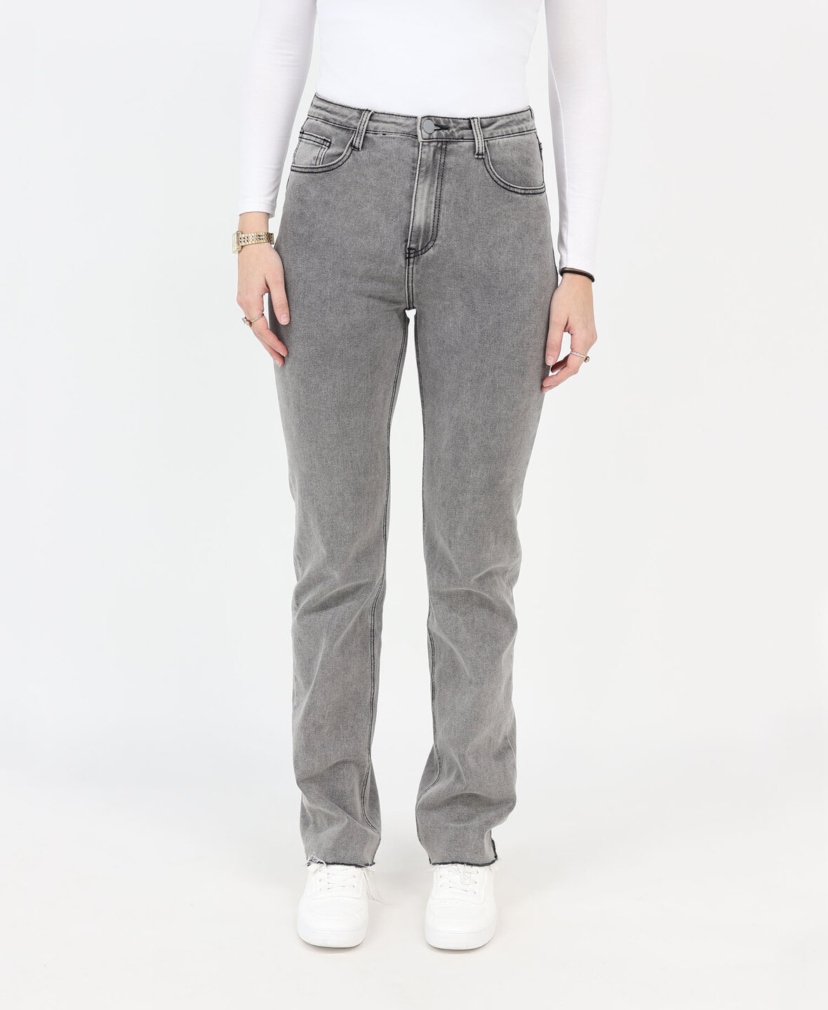 High Waist Straight Leg Jeans 2378 Grey (TALL)