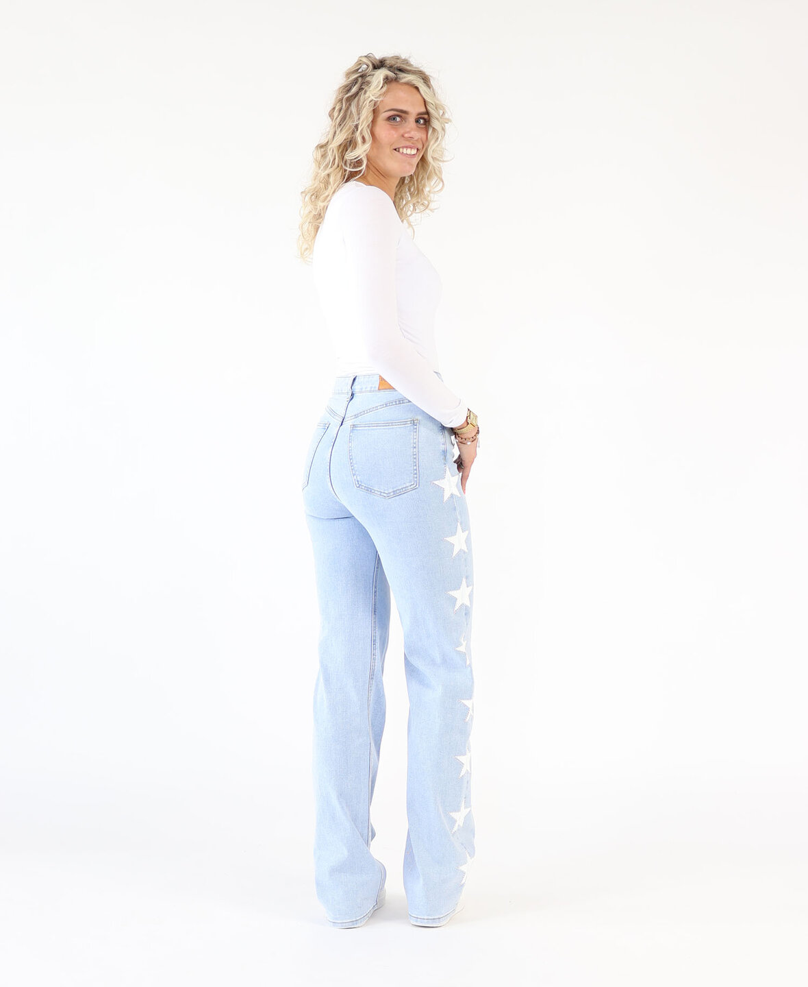 High Waist Glam Stars Wide Leg Jeans 3006-2 (TALL)