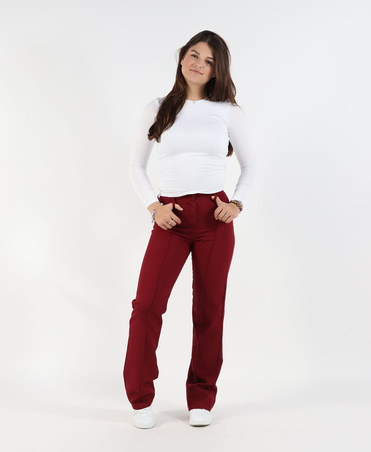 Sanne Stripe Pants Bordeaux (TALL)