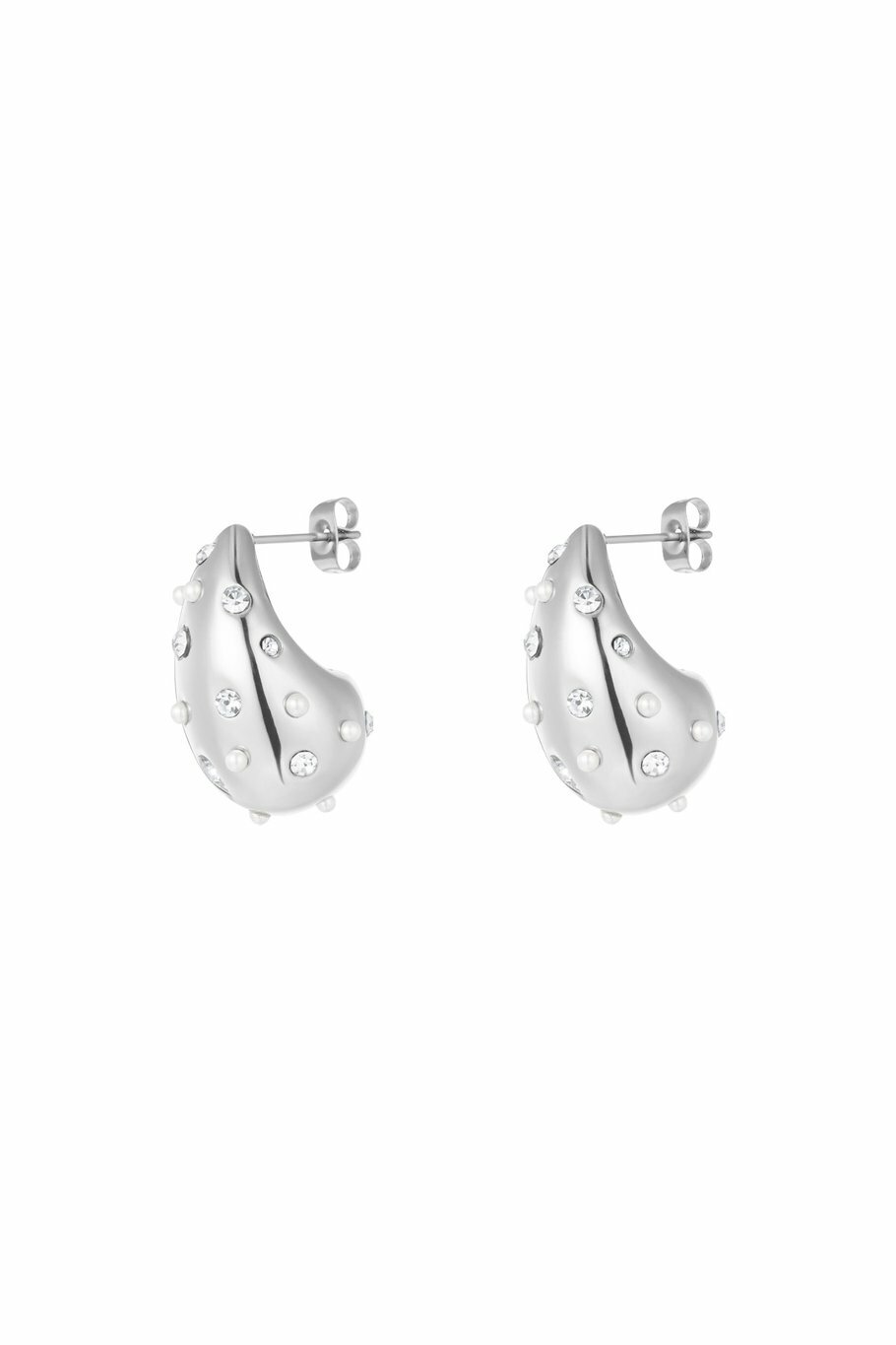 Diamonds and Pearls Drop Earrings Silver