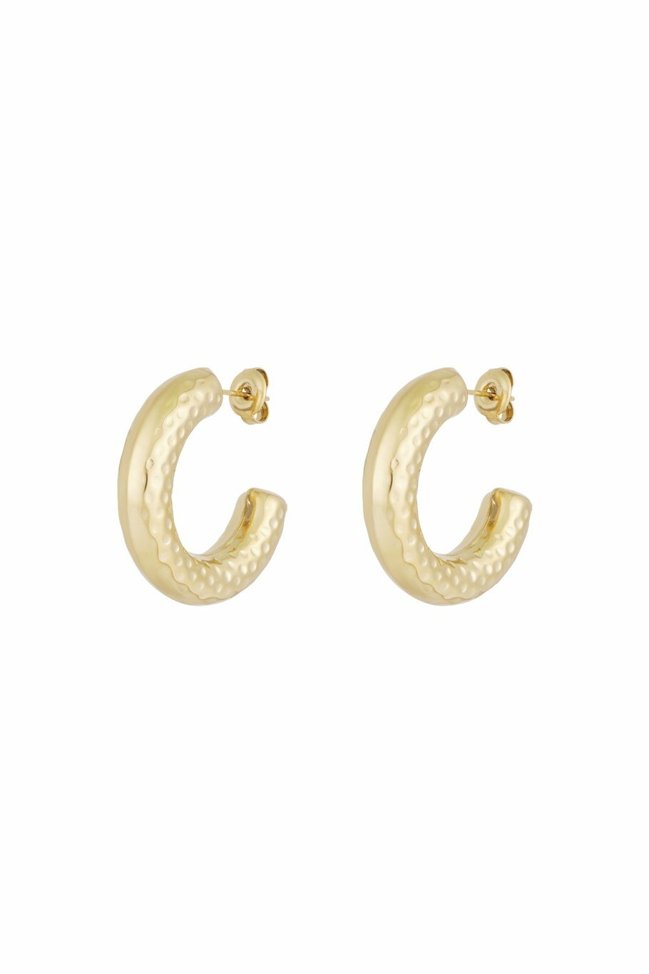 Structure Hoops Earrings Gold