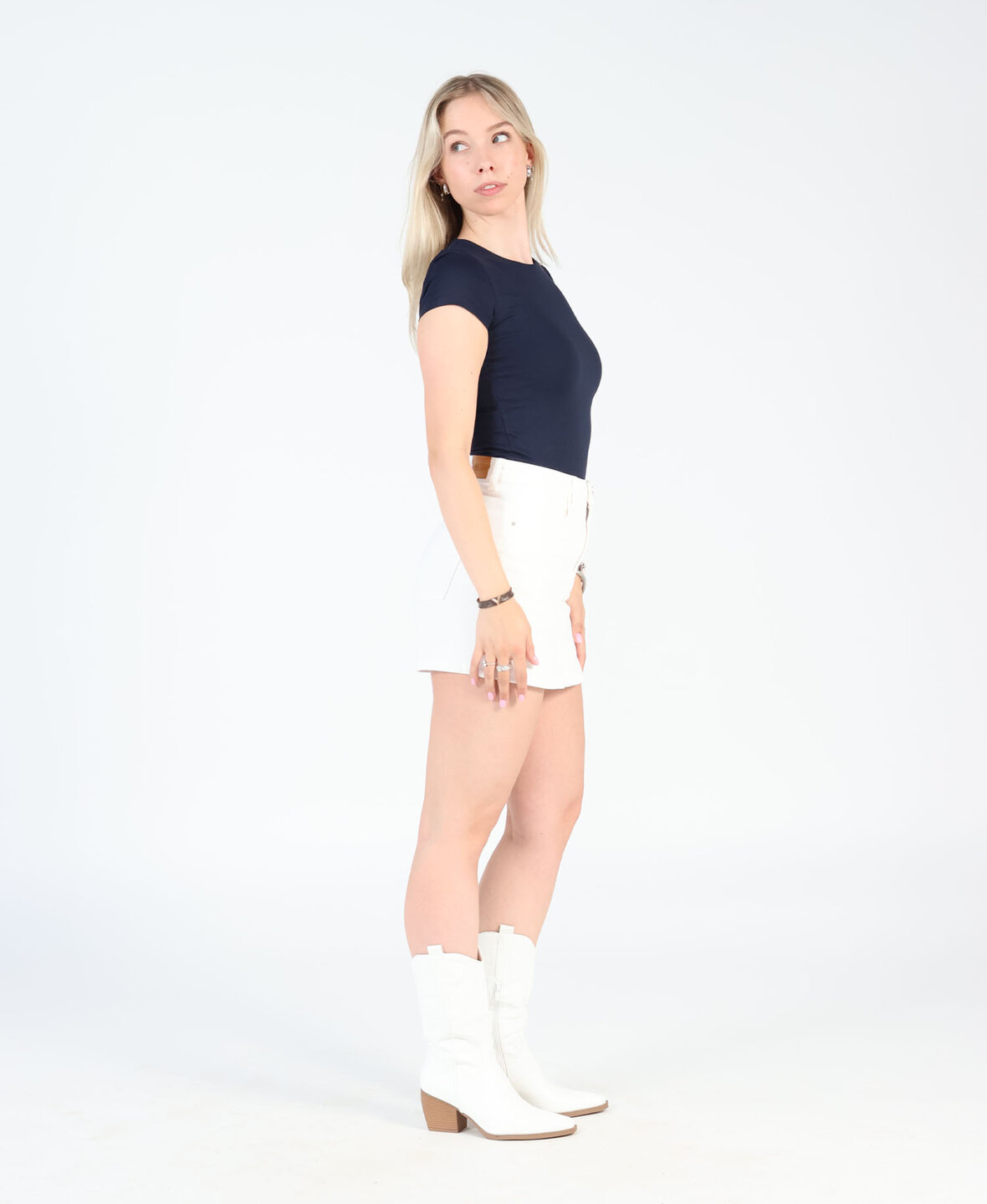 Denim Jeans Skort 2550-6 White