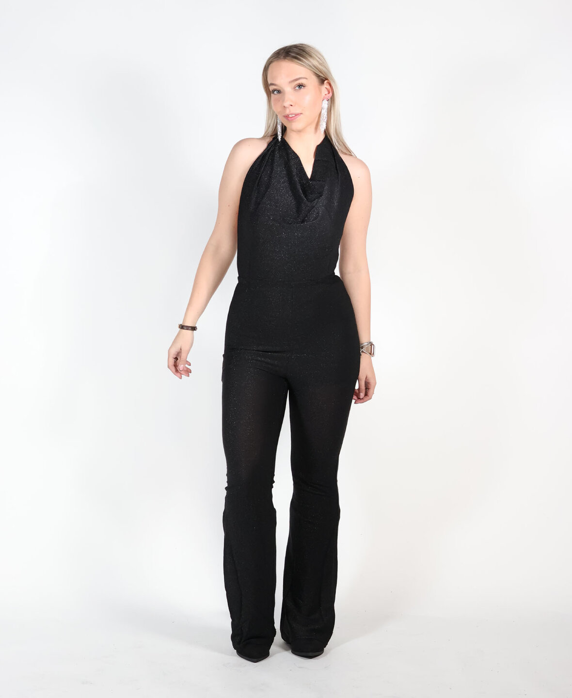 Halter Sparkle Jumpsuit Black