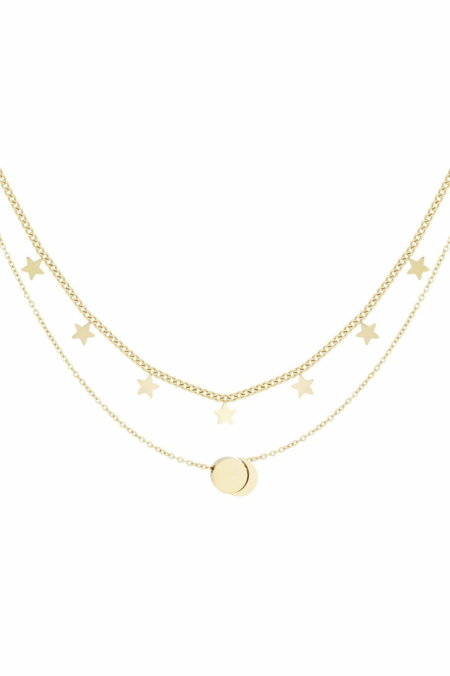 Stars And Moon Layer Necklace Gold