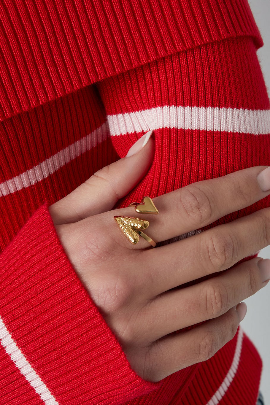 Dual Hearts Ring Gold