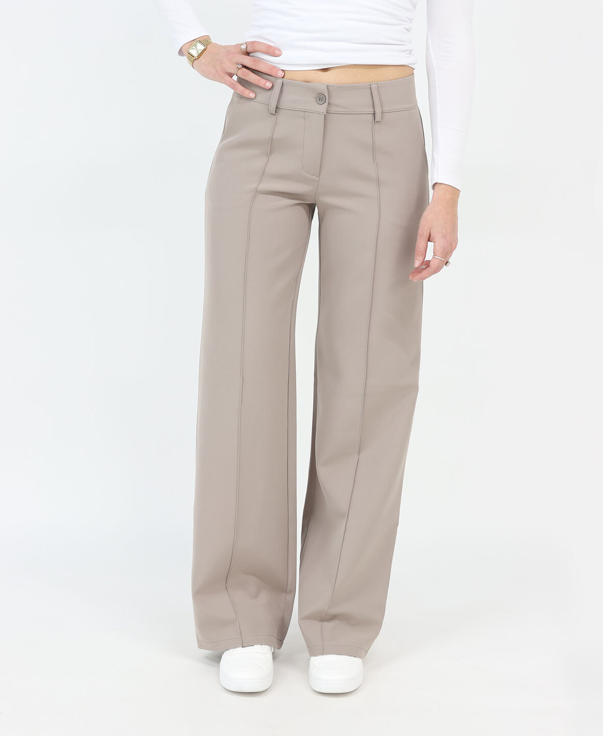 Low/Mid Waist Sanne Pants Light Taupe (TALL)