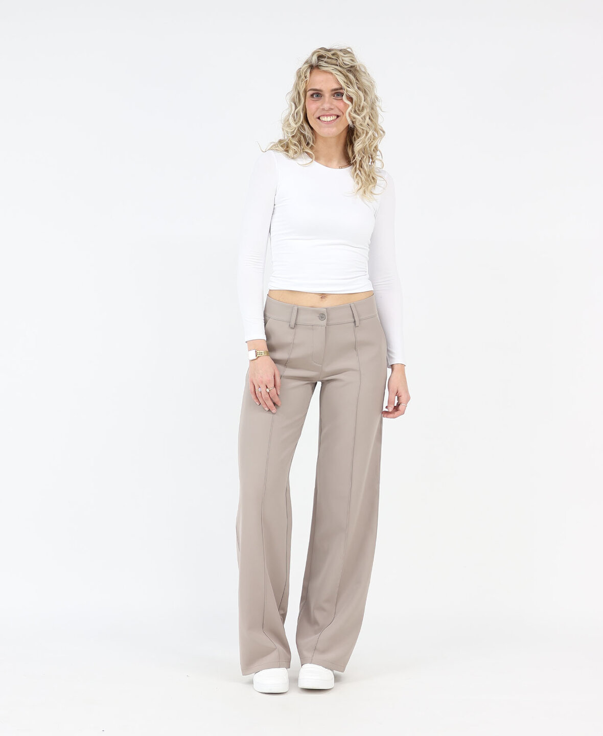 Low/Mid Waist Sanne Pants Light Taupe (TALL)