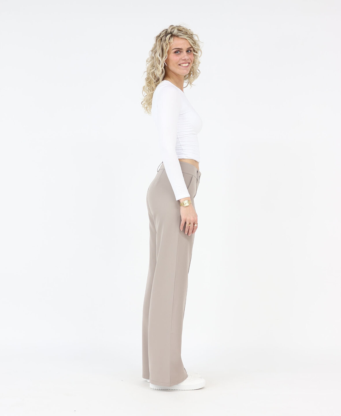 Low/Mid Waist Sanne Pants Light Taupe (TALL)