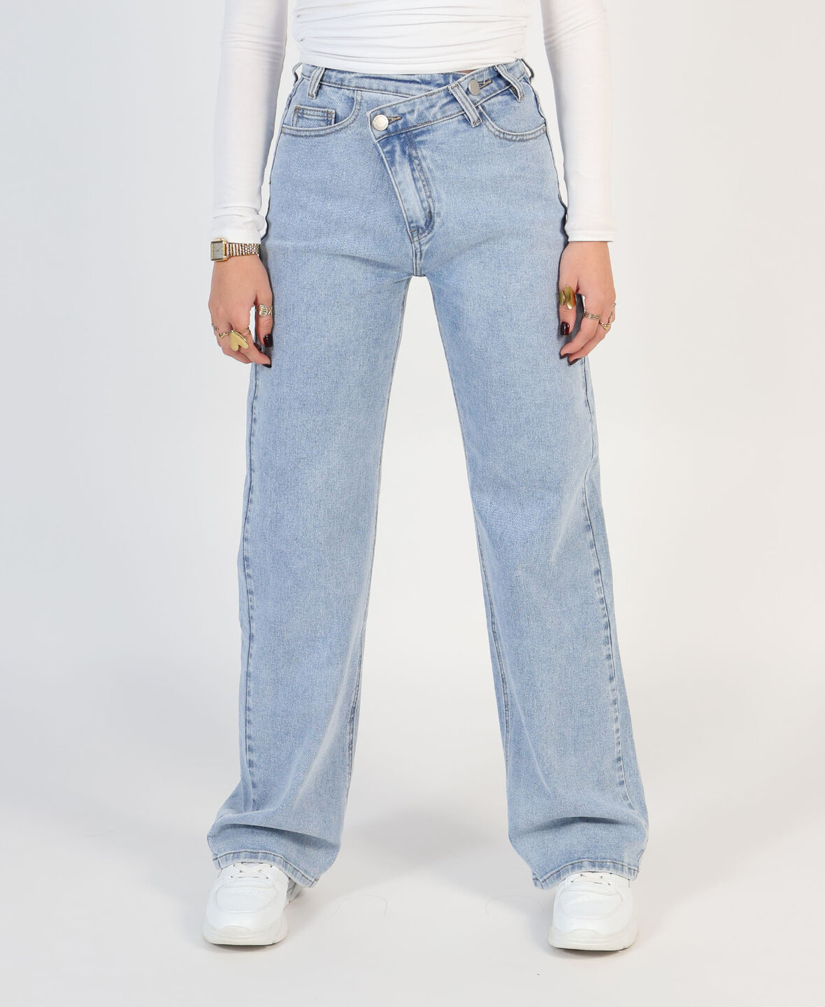 Button Wide Leg Jeans 9113-2 (TALL)