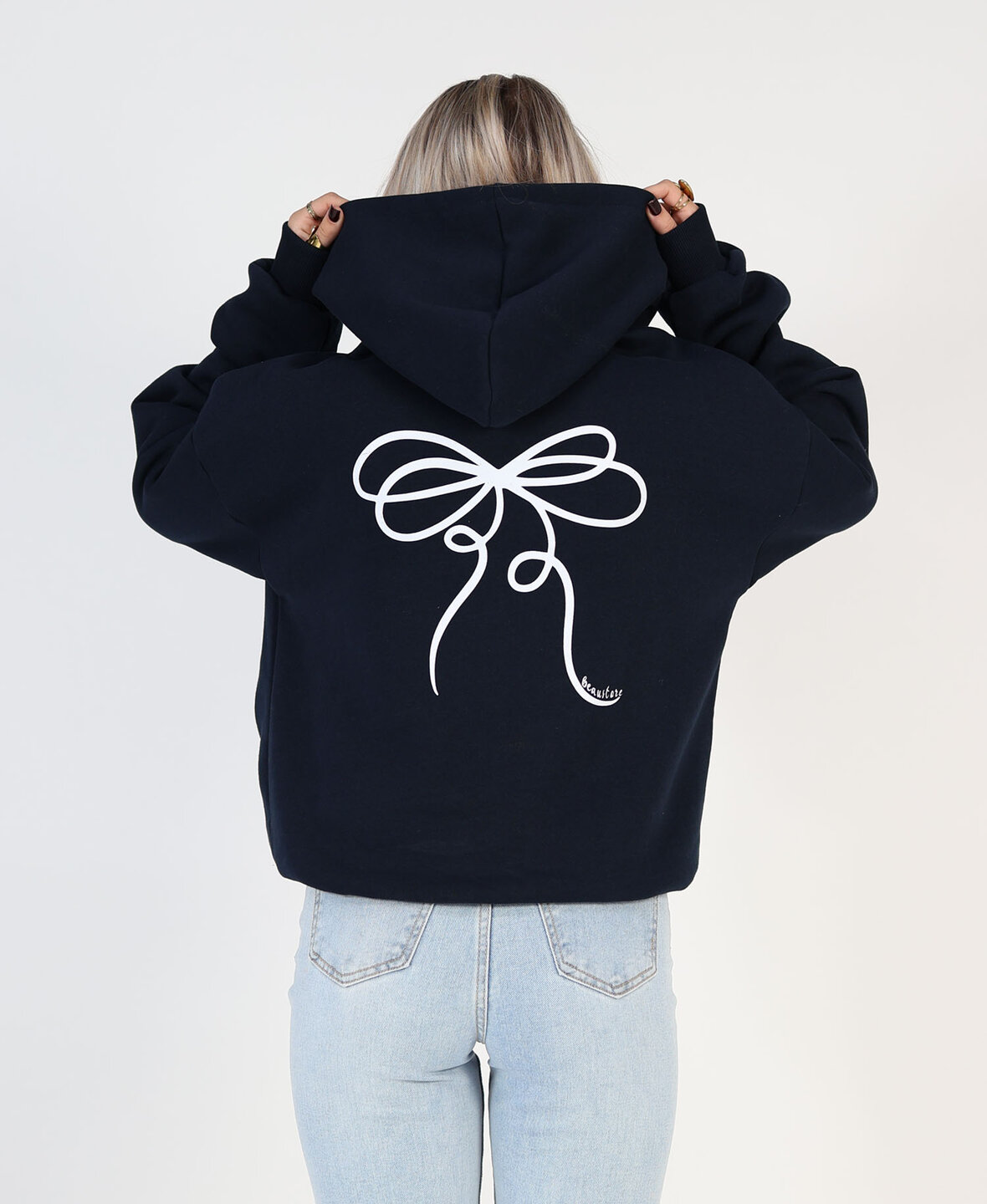 Bow Hoodie Navy Blue