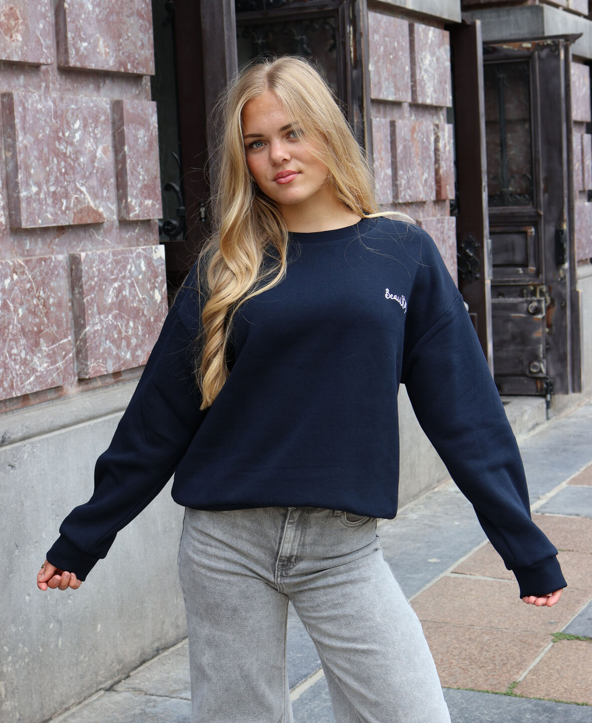 Lace Sweat Navy Blue