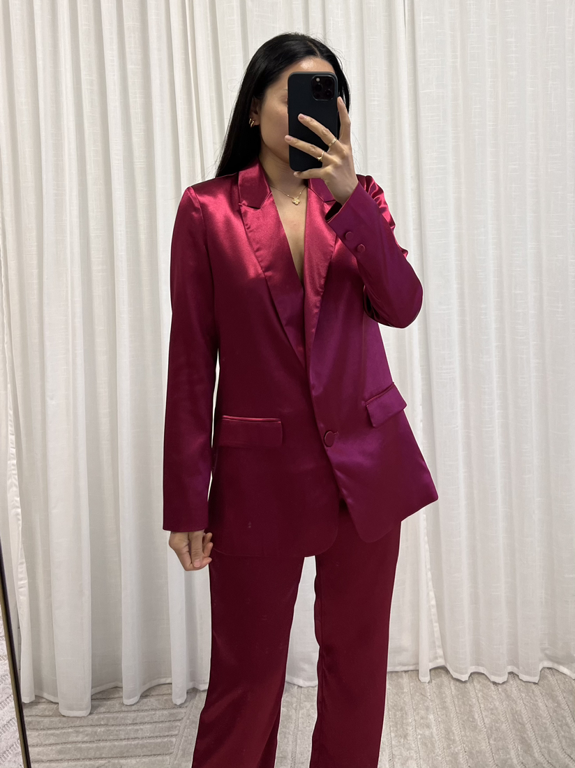 Sanne Satin Blazer Bordeaux