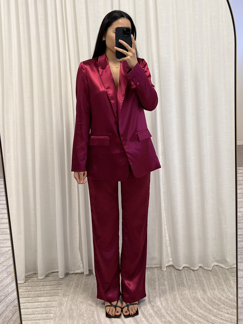 Sanne Satin Blazer Bordeaux