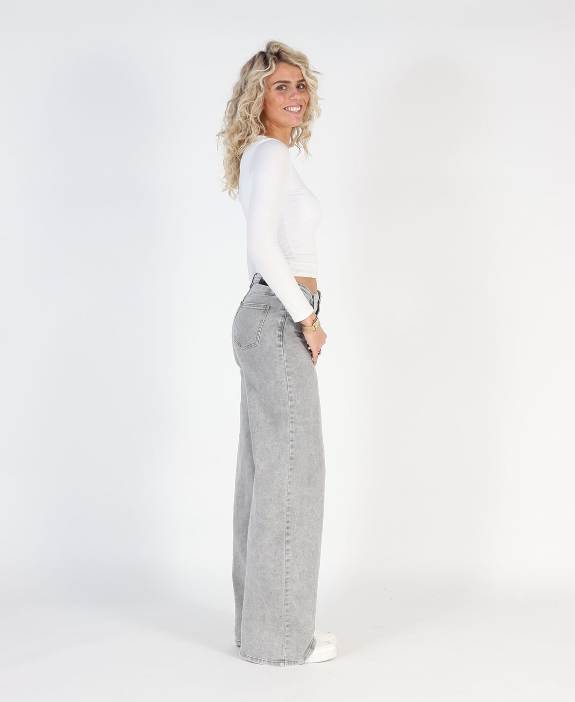 Ultra Wide Leg Jeans 3297-4 Lightgrey (TALL)