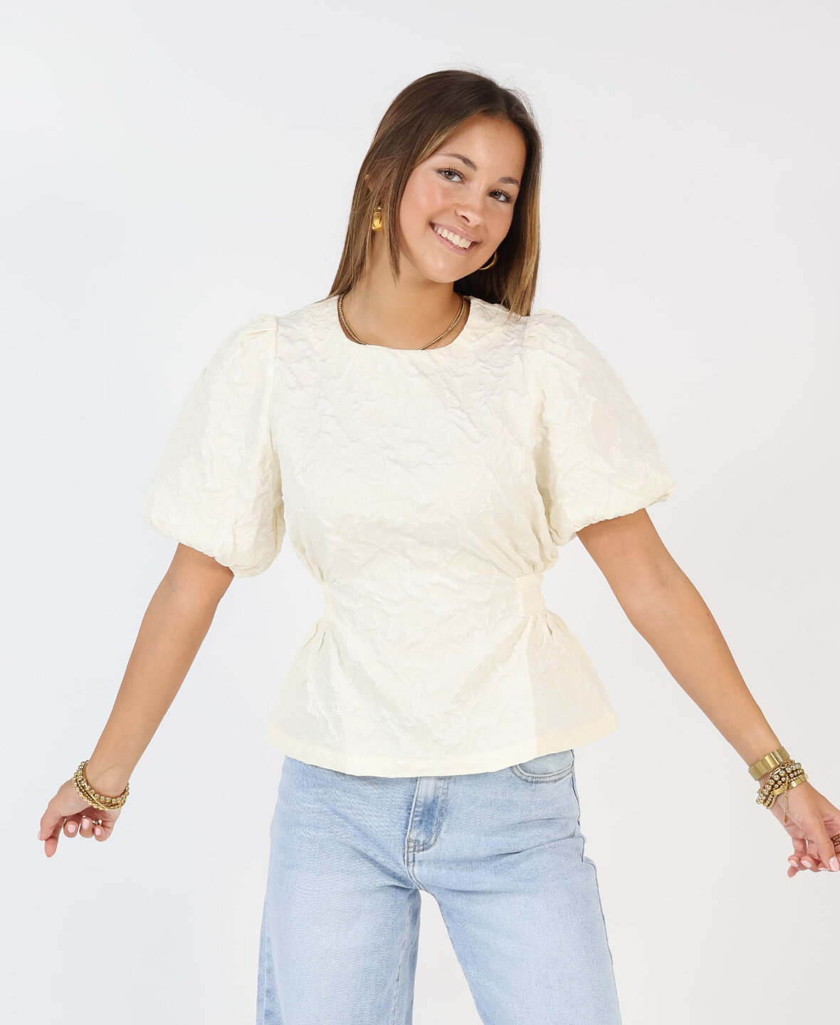 Jacquard Blouse Cr&egrave;me