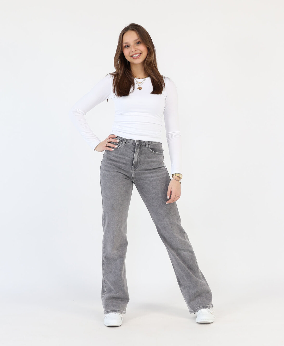 High Waist Wide Leg Jeans 2617 Grey (REGULAR)
